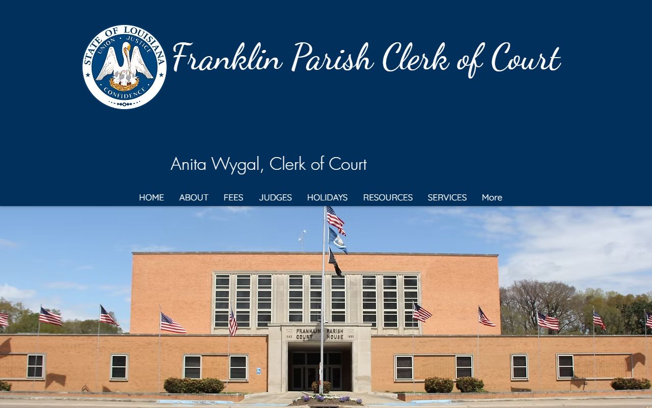 Franklin Parish court records and clerk homepage for inmate-related case lookup